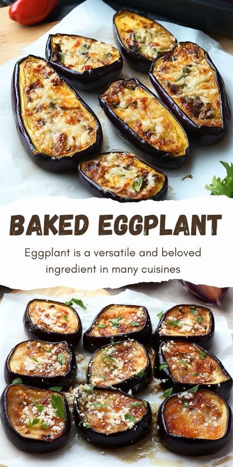 Baked Eggplant Ingredients: 4 large and thick eggplants 2 tbsp Salt 3 liters Water 1 Onion, chopped 1 Pepper, chopped 1 Tomato, chopped 1 Carrot, chopped 60 ml Vegetable oil (for frying) 1 cup Rice 200 ml Water 1 tsp Salt 1/2 tsp Black pepper 1/2 tsp Thyme #Baked #Eggplant Eggplant And Tomato Recipes, Eggplant Baked, Baked Veggies, Food Vegetarian, Baked Eggplant, 15 Minute Meals, Gluten Free Dinner, Eggplant Recipes, Tomato Recipes