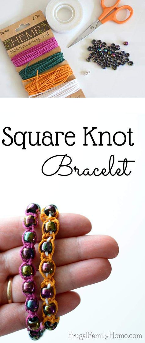 Hemp Bracelet Diy, Square Knot Bracelet, Square Knot Bracelets, Diy Jewelry To Sell, Hemp Bracelet, Hemp Jewelry, Hemp Bracelets, Easy Jewelry, Square Knot