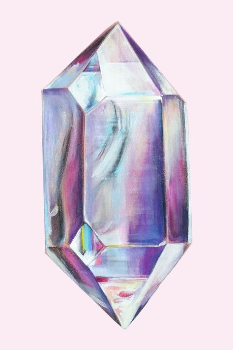 Quartz Crystal Paintings l Large-Scale — Johanna Martin Crystals Art Drawing, Watercolor Gem, Crystals Watercolors, Crystal Drawing, Freelance Social Media, Gemstone Art, Gems Art, Color Pencil Art, Watercolor Inspiration