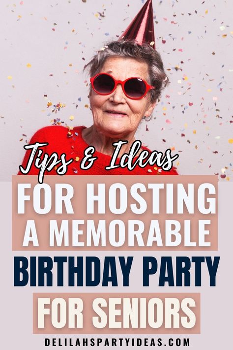 Make your senior loved one's birthday extra special with these unique party ideas! Whether it's for Mom, Dad, or any senior citizen, we have plenty of inspiration for you. From themed decorations to fun games, these ideas will create cherished memories for years to come. Start planning their unforgettable celebration now! 99 Birthday Party Ideas, Senior Birthday Party Ideas, Old People Party Theme Decorations, Old People Party Theme, Ideas For Seniors, Unique Party Ideas, Birthday Props, 100th Birthday Party, Woman Birthday Party