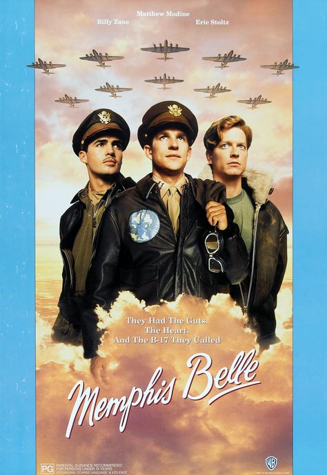 "Memphis Belle" Australian movie poster, 1990. Caledon Hockley, Sink The Bismarck, Belle Movie, Airplane Ideas, 1990s Films, Eric Stoltz, Period Drama Movies, Memphis Belle, Matthew Modine