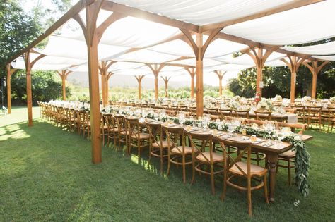 wood structure - Carlie Statsky Tent Alternatives For Wedding, Outdoor Wedding Structures, Shade For Wedding, Wedding Structures Outdoor, Open Air Tent Wedding, Wedding Canopy Diy, Wedding Structures, Diy Outdoor Weddings, Diy Tent