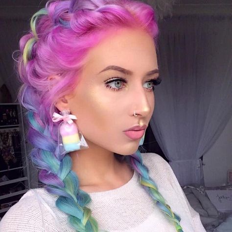 14.4k Likes, 51 Comments - Vegan + Cruelty-Free Color (@arcticfoxhaircolor) on Instagram: “Unicorn Dreams @amythemermaidx Get this magical look with Virgin Pink, Aquamarine, Violet…” Cotton Candy Hair Color, Candy Hair Color, Unicorn Hair Color, Mermaid Hair Color, Cotton Candy Hair, Rainbow Hair Color, Candy Hair, Relaxed Hair, Red Hair Color