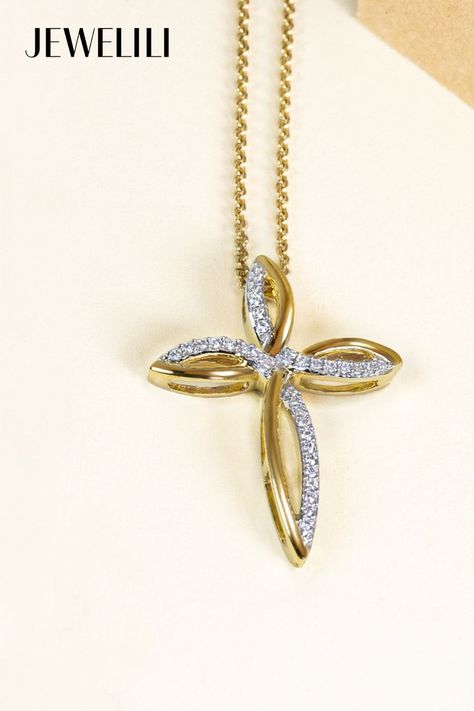 Add a hint of twinkle to your life with this stunning Diamond Swirl Cross Pendant in 10K yellow gold. Embellished with shimmering natural white diamonds, this elegant piece makes a meaningful addition to any jewelry collection. Whether as a daily symbol of faith or a standout accessory for special occasions, this pendant brings a touch of grace to any look. Treat yourself to this timeless beauty as a perfect self-gift or surprise someone you cherish to brighten their day instantly. Chain Clothing, Gold Cross Pendant, Diamond Cross Pendants, Diamond Cross, Gold Cross, Cross Pendant Necklace, Yellow Diamond, White Diamonds, Rope Chain