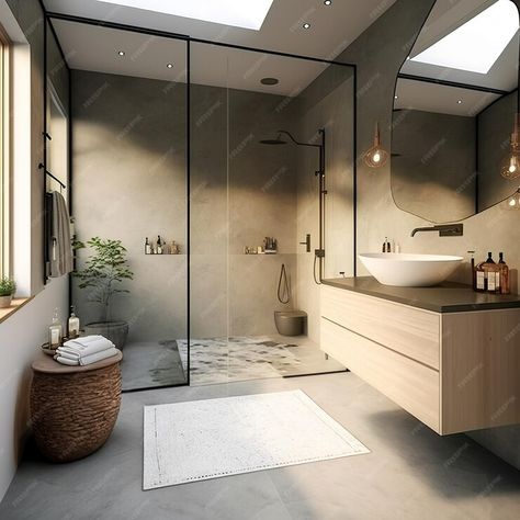 Premium AI Image | Nordic scandinavian and minimalist style bathroom interior with wooden details generative ai Japan Bathroom Design, Nordic Bathroom Scandinavian Style, Bathroom Scandinavian Style, Scandinavian Interior Bathroom, Bathroom Designs 2023, Nordic Style Interior Design, Scandinavian Minimalist Interior, Nordic Style Bathroom, Japanese Style Bathroom