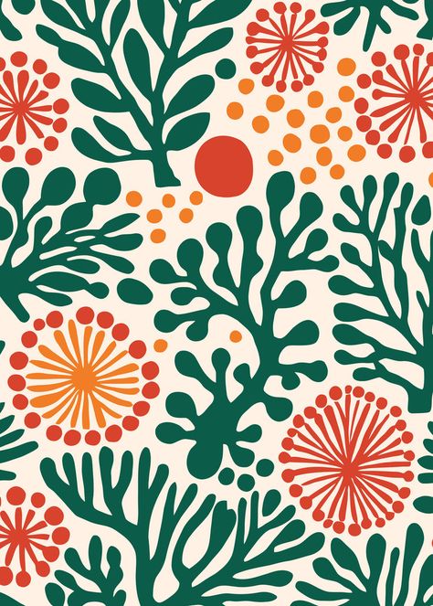 Abstract Botanical Art, Surface Pattern Design Inspiration, 2024 Ideas, Pattern Design Inspiration, Abstract Botanical, Cool Wall Art, Green Abstract, Print Inspiration, Floral Prints Art