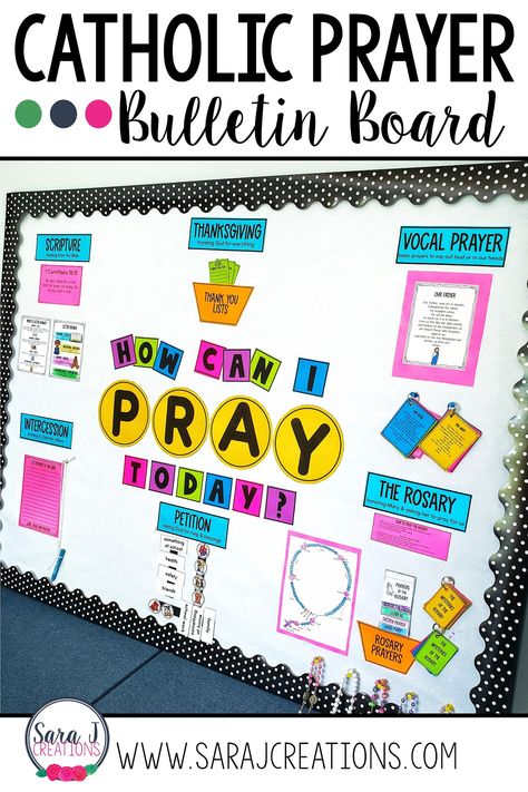 Religion Bulletin Boards Catholic, Prayer Bulletin Board, Prayer Corner Catholic, Catholic Bulletin Boards, Religious Bulletin Boards, Catholic Kids Activities, 2023 Classroom, Religion Activities, Ways To Pray