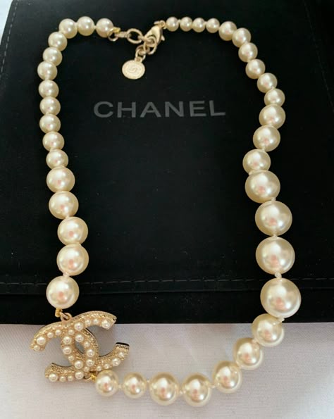 CHANEL+100+Anniversary+Pearl+Necklace+Choker+Gold+Metal+CC+Classic+NIB Cc Pearl Necklace, Necklace Choker Gold, Chanel Pearl Necklace, 100 Anniversary, Pearl Necklace Choker, Sideways Initial Necklace, Single Pearl Necklace, Chanel Necklace, Choker Gold