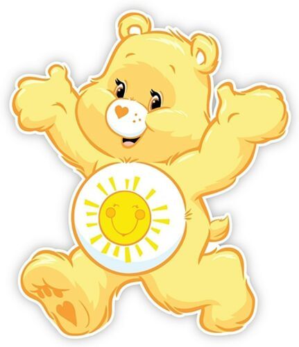 Care Bears Sunshine, Yellow Care Bear, Care Bears Funshine Bear, Care Bear Stare, Yellow Characters, Sunshine Bear, Care Bear Party, Baby Party Ideas, Funshine Bear