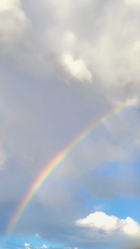 A single rainbow in the sky Rainbow Sky Photography, Rainbow Pics Sky, Rainbows In The Sky, Sky Aesthetic Rainbow, Rainbow In The Sky Aesthetic, Sky Rainbow Aesthetic, Sky Rainbow, Real Rainbow Wallpaper, Rainbow Snapchat Story