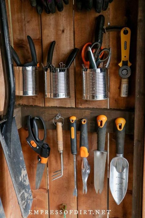 Shed On Wheels, Mudroom Garage, Garden Shed Interiors, Garage Storage Inspiration, Garden Tool Rack, Garage Mudroom, Garage Organisation, Storage Shed Organization, Portable Garden