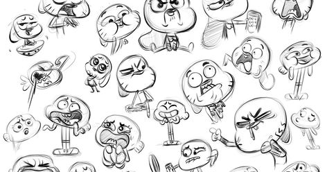 Eren Erdogan's sketch blog: Gumball Expression Studies Amazing World Of Gumball Expressions, Gumball Expression Sheet, The Amazing World Of Gumball Sketches, Amazing World Of Gumball Sketch, Tawog Expressions, Gumball Sketch, Gumball Expressions, Amazing World Of Gumball Characters, Cartoon Concept Art