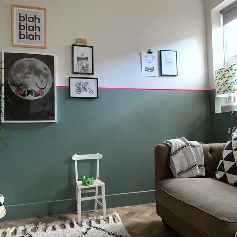 OUR SPACE | NO ORDINARY SPACE Half Painted Walls, Wall Color Combination, Mad About The House, Green Walls, Beautiful Rooms, Living Room Green, Home Decor Color, Wallpaper Living Room, Room Paint