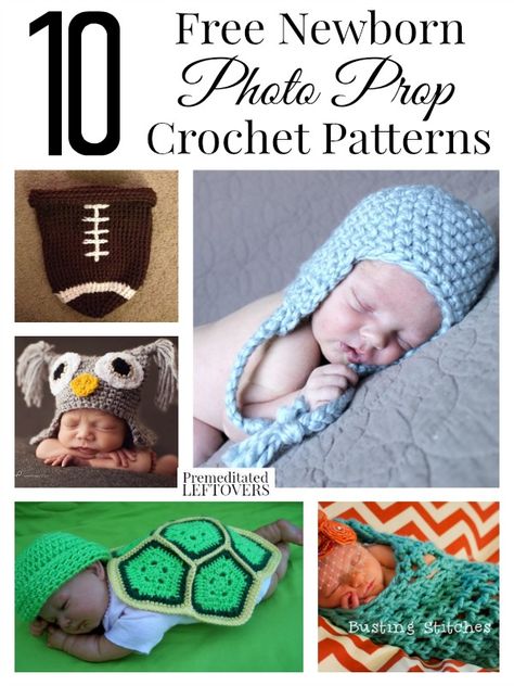 Are you expecting soon? Getting excited to take your little one's newborn pictures? Here are 10 free newborn photo prop crochet patterns to choose from! Crochet Baby Props, Newborn Crochet Photo Props, Free Baby Clothes, Crochet Baby Photo Prop, Preemie Hats, Props Free, Crochet Photo Props, Newborn Crochet Patterns, Baby Crochet Patterns