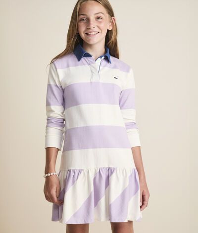 With bold rugby stripes, a chambray collar and twirl-worthy drop-waist silhouette, this is the perfect preppy dress for back to school (and beyond). Preppy Dress, Barn Coat, Preppy Dresses, Flannel Dress, The Vineyard, Girls Clothes, Drop Waist, Vineyard Vines, Chambray