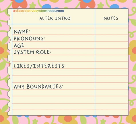 System Bingo Did, Alters In Did, Did System Alter Roles List, System Intro Template, Did System Intro Template, Alter Introduction Template Did, Did System Alter Intro, Alter Intro Template, Did System Art