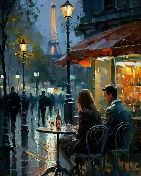 Paris Art Painting, Playful Painting, Painting Paris, Cute Easy Paintings, Oil Painting Lessons, Paris Painting, Rain Painting, Deco Wallpaper, Soyut Sanat Tabloları