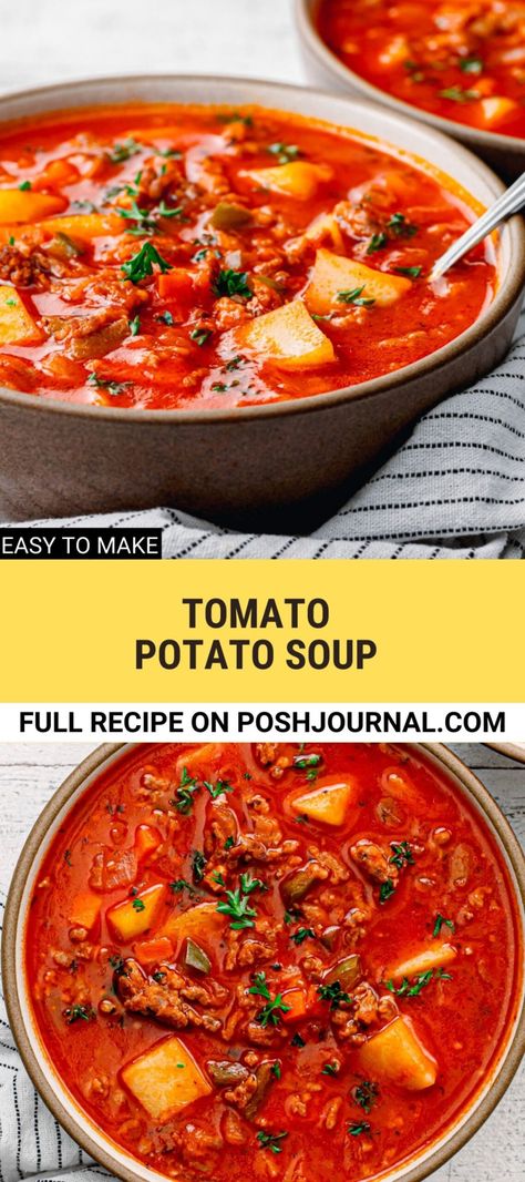 Potato Tomato Recipe, Tomato Paste Recipe, Chicken Potato Soup, Tomato Potato, Italian Sausage Soup, Chowder Soup, Homemade Soup Recipe, Best Soup Recipes, Beef Casserole Recipes