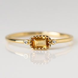 Unique Demi-Fine Gold Rings | Local Eclectic Affordable Fine Jewelry, Birthstone Stacking Rings, Ring Emerald Cut, Natural Gemstone Ring, Ring Birthstone, Personalized Ring, Big Rings, Ring Emerald, Citrine Ring