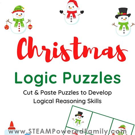 Christmas Coding STEM Printables - Coding, Math and Art for the Holidays Christmas Logic Puzzles Free, Stem Printables, Stem Jobs, Skills For Students, Logic And Critical Thinking, Math Logic Puzzles, Logic Puzzle, Logical Reasoning, Stem Lesson