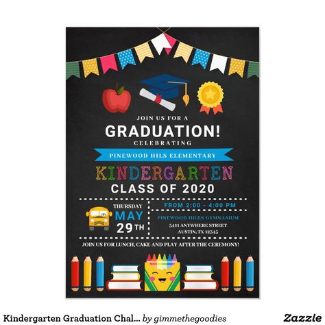 Kindergarten Graduation Themes, Graduation Themes, Kindergarden Graduation, Kindergarten Graduation Invitations, Preschool Graduation Gifts, Preschool Graduation Party, Graduation Chalkboard, Kindergarten Graduation Party, Pre K Graduation