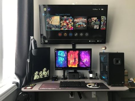 Imac Office, Imac Desk Setup, Workstation Desk, Computer Desk Setup, Desk Goals, Cute Office, Gaming Room Setup, Modern Accent Chair, Computer Setup