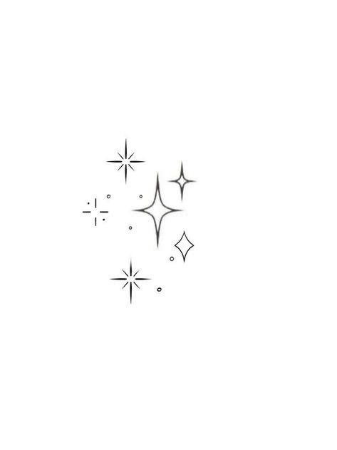 Sparkle Line Art, Twinkle Tattoo Design, 6 Stars Tattoo, Glitter Star Tattoo, Tattoo Sparkle Stars, Disney Sparkle Tattoo, Twinkles Tattoos, Different Stars Drawing, Star Tattoos Designs