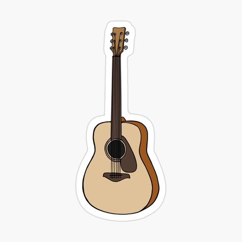 Get my art printed on awesome products. Support me at Redbubble #RBandME: https://www.redbubble.com/i/sticker/Acoustic-Guitar-Instrument-Illustration-by-murialbezanson/51077757.EJUG5?asc=u Cream Music Icon, The Guitar, Guitar Printable, Western Guitar, Guitar Stickers Printable, Guitar Stickers Ideas, Guitar Icon, Guitar Doodle, Clear Phone Case Design