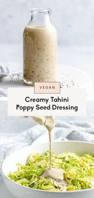 Deliciously creamy tahini poppy seed dressing made with 6 core ingredients and a touch of natural sweetness. This wonderful tahini poppy seed dressing is both dairy free and nut free and makes the perfect addition to your favorite summer salads! #dressing #saladdressing #vegan #dairyfree Transitional Dining Room Ideas, Salads Dressing, Plant Based Dressing, Salads Bowls, Quinoa Burger, Unique Salad, Delicious Salad Dressings, Vegan Salad Dressing, Poppyseed Dressing