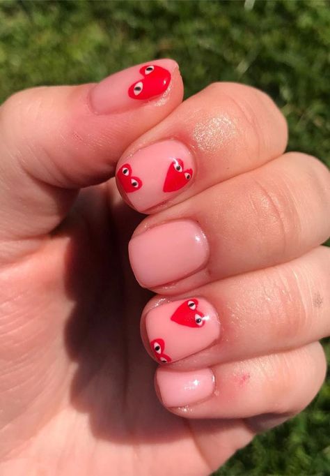 Funny Valentines Day Nails, Valentine’s Day Short Nails, Short Valentines Nails, Short Valentines Day Nails, Y2k Acrylic, Pride Nails, Nails Valentine, Ombre Acrylic, Square French