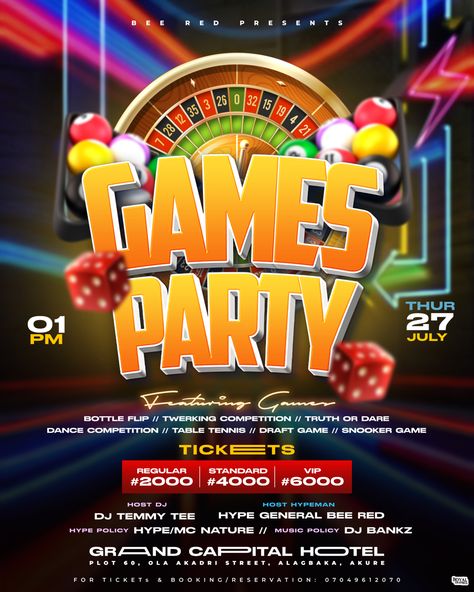 Game Flyer Design, Event Posters, Graphic Background, Games Party, Game Tickets, Graphic Design Flyer, Flyer Design Inspiration, Game Party, Event Poster Design