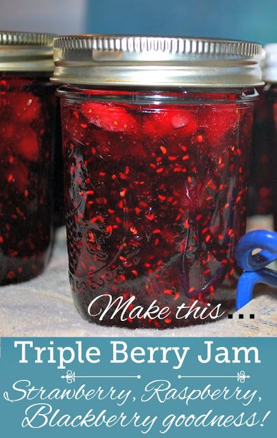 Berry Jelly Recipe, Triple Berry Jam Recipe, Triple Berry Jam, Berry Jam Recipe, Fruit Butters, Mixed Berry Jam, Canning Jam Recipes, Preserving Recipes, Home Canning Recipes