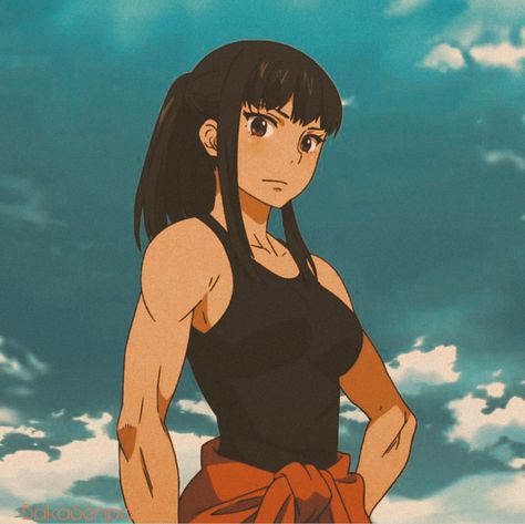 Muscle Mommy Pfp, Anime Working Out, Mikasa Physique, Anime Fitness Aesthetic, Maki Oze Muscle, Girl Boxer Aesthetic, Anime Workout Art, Strong Anime Woman, Fitness Anime