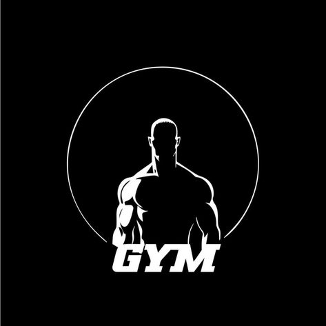 Bodybuilder male figure icon, GYM logo template, athletic man sign white silhouette on black background. Vector illustration Gym Posters Design, Bodybuilding Logo Gym, Gym Icons, Gym Logo Design, Beard Logo Design, Jack Hanna, Bodybuilding Logo, Crypto Apex Legends, Gym Icon