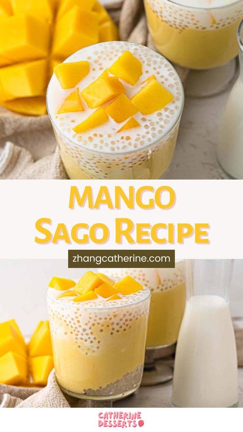 Try this exotic sago pudding recipe featuring mango. A refreshing tropical fruit dessert that's perfect for warm days. Easy to make and delightful to eat. Get full recipe on zhangcatherine.com Mango Sago Recipe, Sago Pudding Recipe, Sago Pudding, Sago Recipes, Easy Bakes, Mango Sago, Mango Pudding, Mango Recipes, Fruit Dessert