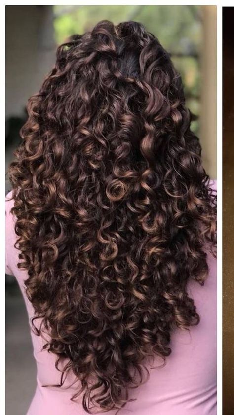 3b Hair Highlights, Long Curly Hair With Layers, Long Curly Haircuts With Layers, Layered Curly Haircuts Natural Curls, Curly Haircolour, Siren Eye, Hair Birthday, Long Layered Curly Hair, Curly Highlights