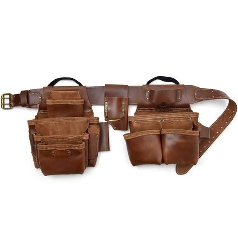 98444 - 4 Piece 19 Pkt Framer's Combo in Grain Leather | Style n Craft Best Tool Belt, Dark Tan Color, Canvas Tool Bag, N Craft, Leather Tool Belt, Pouch Design, Tool Belts, Diy Leather Projects, Work Belt