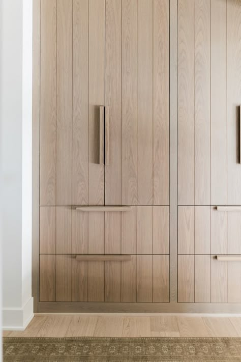 The lockers are White Oak with our custom white wash stain on them The hardware is also custom made out of White Oak Cabinetry is inset Layered Bedding, Fall Bedroom Ideas, Portola Paint, Millwork Details, Cozy Fall Bedroom, Mudroom Design, Fall Bedroom, Linen Cabinet, Cabinetry Design