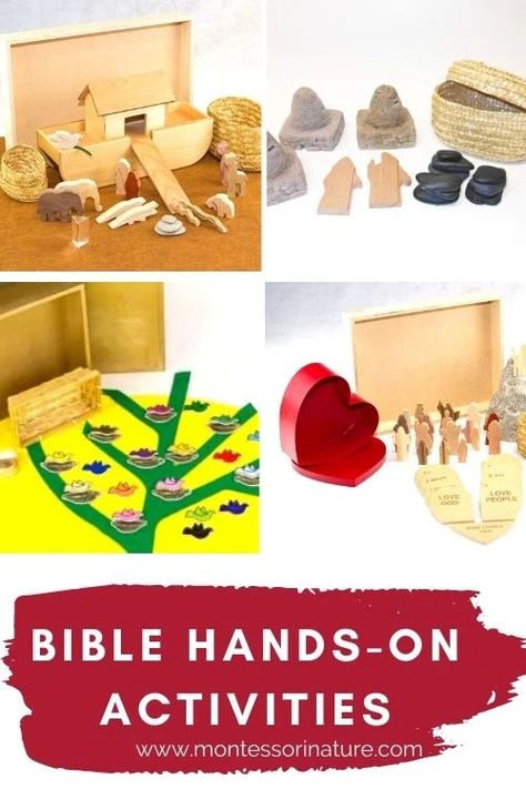 Bible Hands-On Activities - Fun Learning Through Play for Kids - Montessori Nature Godly Play Materials, Play Through The Bible, Christian Activities For Kids, Bible Class Activities, Nature Printables, Godly Play, Play For Kids, Sabbath School, Christian Activities