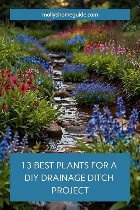 Transform your boring drainage ditch into a stunning landscaping feature with these unique ideas! Explore the best plants for drainage ditch that will thrive in your yard while adding beauty and functionality. Discover ground cover options, such as rock or dry creek beds, to enhance the look of your drainage area. Create curb appeal with DIY projects to make your front yard drainage ditch a standout feature. Say goodbye to wet yard woes by incorporating innovative wet yard drainage solutions tha Cheap Drainage Solutions, Rock Bed For Drainage, Diy Dry Creek Bed For Drainage, Rock Drainage Landscaping, Dry Creek Bed For Drainage, Yard Drainage Solutions, Drainage Solutions Landscaping, Rock Drainage, Stunning Landscaping