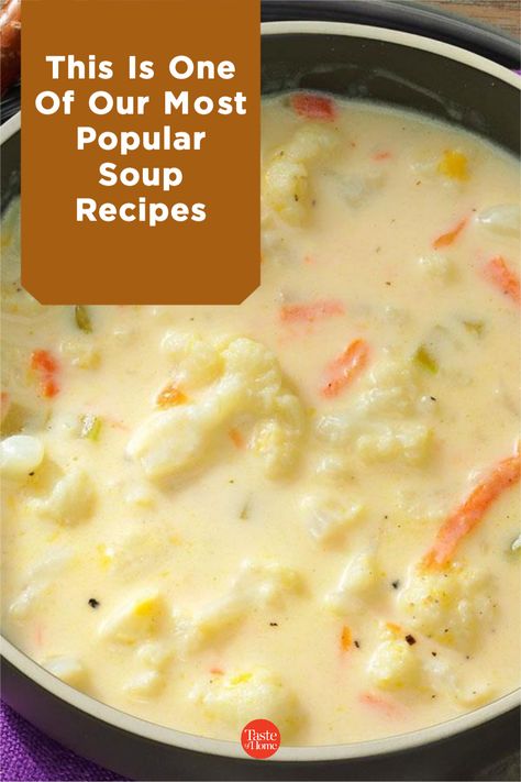 This Is One Of Our Most Popular Soup Recipes Cauliflower Soup Recipe, Comfort Soup Recipes, Cauliflower Soup Recipes, Homemade Soup Recipe, Fall Soup Recipes, Cooking Soup, Best Soup Recipes, Head Of Cauliflower, Comfort Soup