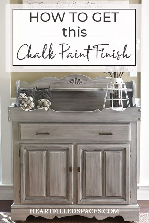 Learn how I refinished this dry sink with chalk paint and glaze. I'll show you the products I used as well as the technique. #Rustoleum Chalked Aged Gray #Refinished Wash Stand #Shabby Chic #Farmhouse #Dry Sink Makeover #Distressed #Glaze #Ideas #Tutorial Paint Furniture Diy, Chalk Paint Furniture Diy, Dresser Painted, Dry Sink, Wash Stand, Paint Kitchen, Chalk Painting, Distressed Furniture, Painting Furniture Diy