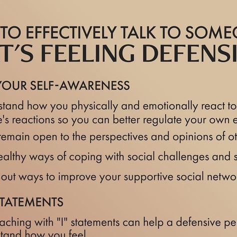 Healthy Minds Counseling Svcs. on Instagram: "Conflict can be necessary, even healthy at times. However when one party becomes defensive, it can negatively impact the outcome of the conversation. It may be helpful to understand why someone reacts defensively and how to effectively navigate the situation. • If you or a loved one are in need of professional support, our counselors are available for teletherapy sessions. You can make an appointment by following the link in our bio or by reaching ou Feeling Defensive Quotes, Defensive Behavior, How To Be Less Defensive, Why Am I So Defensive, Defensive Behavior Quotes, Behavior Quotes, Healthy Mind, Defense, Counseling