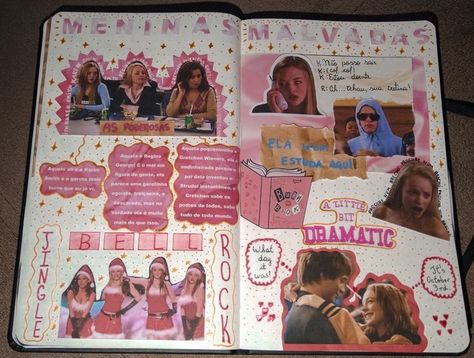 Burnbook Scrapbook, Scrapbook Inside Ideas, Mean Girls Scrapbook, School Memories Scrapbook, Girly Scrapbook, Mean Girls Party, Taylor Swift Homecoming, Film Journal, Pretty Journals