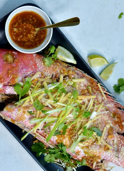 Asian-Style Whole Baked Snapper - The Conscious Cook Thai Snapper Fish Recipes, Thai Red Snapper Recipes, Asian Snapper Fish Recipes, Asian Red Snapper Recipes, Whole Snapper Fish Recipes Baked, Steamed Red Snapper Recipes, Baked Snapper Recipes, Whole Red Snapper Recipes Baked, Whole Snapper Fish Recipes