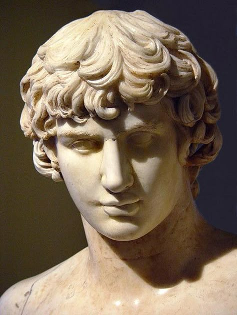 Roman marble statue of Antinous, 2nd century AD. Antoninus Pius, Easy Clay Sculptures, Ancient Roman Art, Figurative Kunst, Roman Statue, Classic Sculpture, Applied Art, Greek Statues, Roman Sculpture