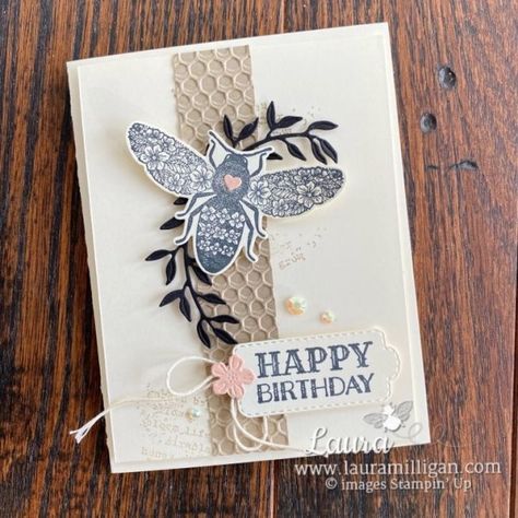 Queen Bee Stampin Up Cards, Queen Bee Stampin Up 2023, Stampin Up Queen Bee, Bee Stamp, Birthday Cards For Women, Bee Cards, Bee On Flower, Summer Cards, Butterfly Cards