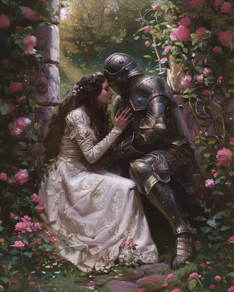 Knight And Maiden, Sif Dark Souls, Husbands Love Your Wives, Medieval Romance, Rennaissance Art, Romance Art, Knight Art, Princess Aesthetic, Fairytale Art