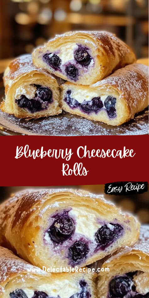 Blueberry Cheesecake Rolls, Puffy Pastry, Blueberry Lemon Cheesecake, Cheesecake Rolls, Puff Pastry Ingredients, Chip Butty, National Pie Day, Traditional Cheesecake, Roll Cheesecake