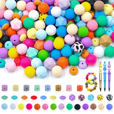 PRICES MAY VARY. [Abundant Quantity and Variety]: You will receive 219 pieces available. This vast array of colors opens up endless creative possibilities for DIY projects. [Safe and Gentle Material]: Crafted from high-quality silicone, these beads are durable, resistant to wear and fading. [Effortless Cleaning]: Thanks to their waterproof nature, these rubber beads are easily cleaned using simple soap and water. [Versatile Crafting Applications]: These multi-color silicone beads find versatile Simple Soap, Rubber Bead, Bracelets Making, Beadable Pens, Beaded Keychain, Pacifier Clips, Beadable Products, Focal Beads, Bead Kits